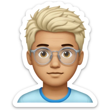 Erstelle mir eine Emoji von einem Jungen. Herkunft: Südamerika, Jung und Gutaussehend, mit durchsichtiger Brille und anderer Frisur  sticker
