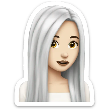 Pale girl with long black hair ￼sent kiss sticker