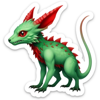 Cool Edgy Green Red ethereal badass Fionbri-Vernid-Trico-animal-creature full body sticker