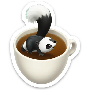 skunk tail in a cup of tea sticker