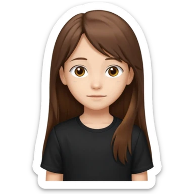Daria whit brown hair and brown eyes a 10 year old kid Long hair and anime black shirt sticker