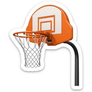 basketball hoop object icon, backboard and rim, net details, 3D cartoon, mobile game icon style, centered, clean background, no text, no watermark
 sticker