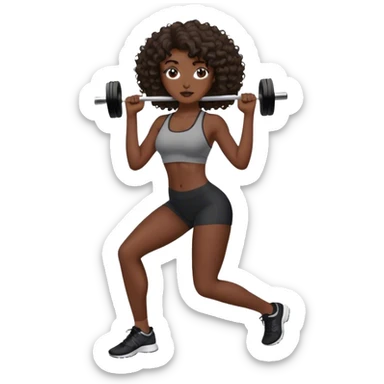 brunette curl medium hair woman black skin working out sticker