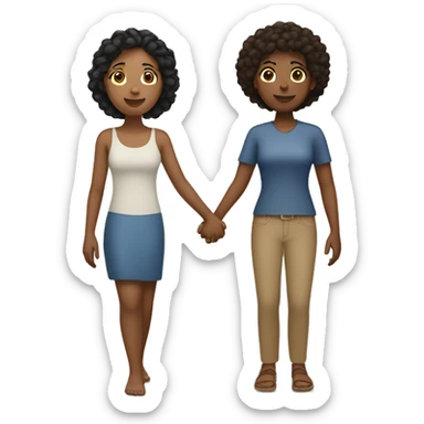 Light black woman and tan Hispanic woman holding hands  sticker