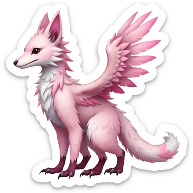 Feral Rare Fantasy cute pastel pink Vernid-Sergal-Trico-species by LiLaiRa, markings, full body, 4 legs sticker
