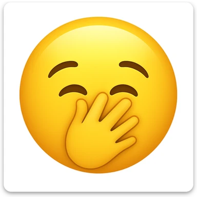 Create a yellow circle emoji inspired by the reference image, featuring a face covering its mouth with three fingers in a classic emoji style. The emoji should have the typical yellow circle base and simple, clear facial features consistent with classic emoji design. sticker