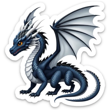 white and black wings dragon sticker