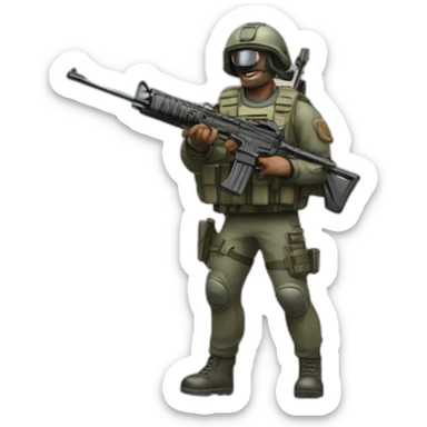 Un chien avec un fusil d’assaut  sticker