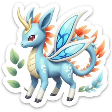 loopy loony toony honey-dipped buzzing bumbling fuzzy cute fiery ivy-hydro-Meloetta-Dialga-Salamence-Giratina-Rapidash-Pokémon-Fakémon-fusion-hybrid-creature sticker
