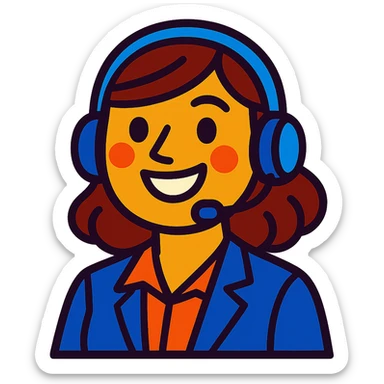 customer service representative with headset cheerful expression vibrant cartoon style sticker