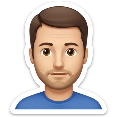 Homme blanc 40 ans cheveux courts barbe naissante visage fin sticker