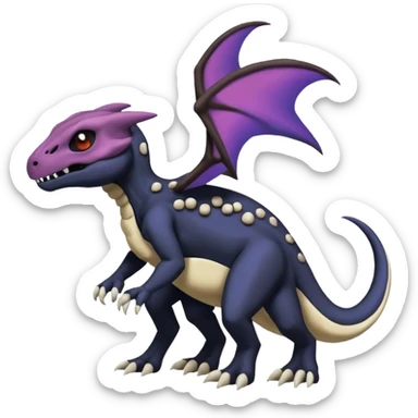 Nebulae Salandit-Cubone-Duskull-Noibat-Fakémon-hybrid-creature (full body)  sticker