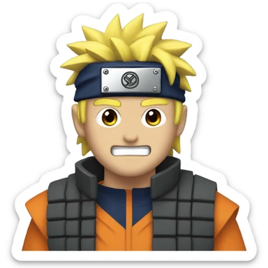 A TV with a 8-bit face and he is dressed up as naruto sticker