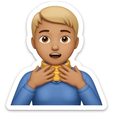 an emoji with its hands on its neck pretending to choke itself out sticker