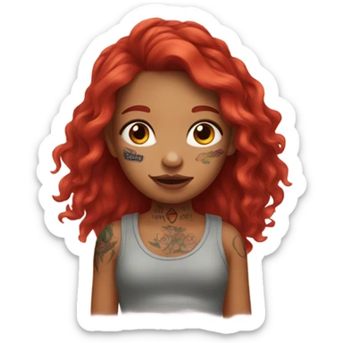Red haired girl with face tattoos sticker