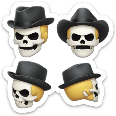 skull with moustache and hat of mario bros sticker
