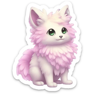 Shiny Innocent Shy Sparkly Colorful Pastel Fluffy beautiful fantasy Kawaii Ethereal Sona Fakemon-animal Full Body sticker