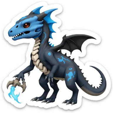 Nebulae Gothic Spooky Salandit-Cubone-Duskull-Noibat-Fakémon-hybrid-creature (full body)  sticker