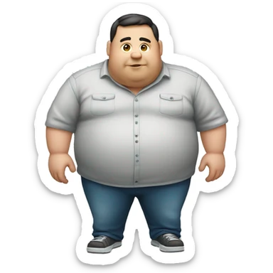 Fat man with overshirt zoomin sticker