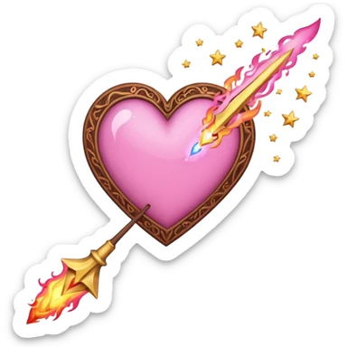 wand with a shooting star pink heart on fire like the heart is the shooting star emoji sticker