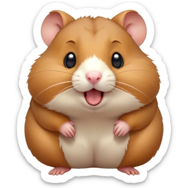 Cinematic Cute Yawning Brown Hamster Portrait Emoji, Head tilted slightly with a dramatic, wide-open yawn, showcasing a smooth, rich brown coat with tiny droopy ears, round dark eyes barely open in drowsy contentment, Simplified yet irresistibly adorable features, highly detailed, glowing with a soft, cozy glow, high shine, relaxed yet expressive, stylized with a touch of whimsy, bright and endearing, soft glowing outline, capturing the essence of a sleepy yet affectionate hamster, so drowsy it feels like it could stretch out of the screen and curl up for a nap! sticker