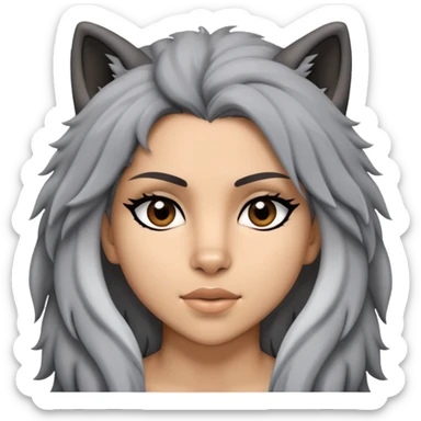 Split face of Shakira and a wolf sticker