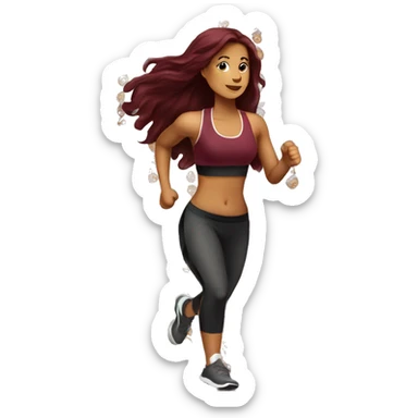Beautiful tattooed  burgundy long haired woman jogging sticker
