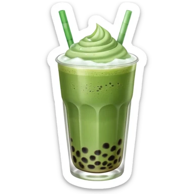 matcha latte with boba and ice without stick and add a lil coffee  sticker