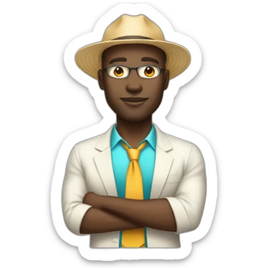 very light skinned African business manager in beach wear sticker