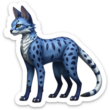 Epic complex knightly divine glorious futuristic detailed dark dusky gloomy deep gothic indigo, realistic Fakémon-Sprigatito-Floragato-Meowscarada-Trico-Sergal-Serval-Vernid-creature (full body) sticker