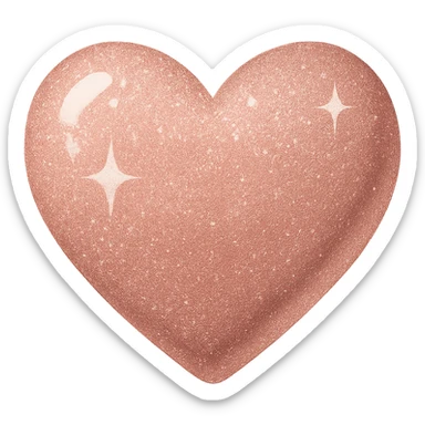 Edit the glittery gold color heart to a glittery rose gold color heart with a subtle gradient and no border. Keep the background transparent. Maintain the glittery texture and subtle gradient effect in rose gold tones. sticker