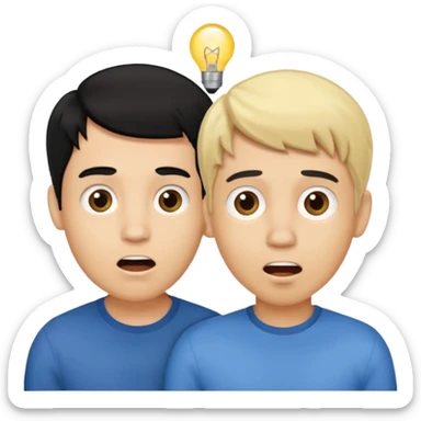 light skin black hair man surprised talking with a light skin and blonde hair man sticker