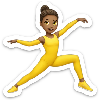 a yellow gymnast doing aerobics sticker