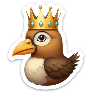 bird with crown and piercings single vibrant colour  sticker