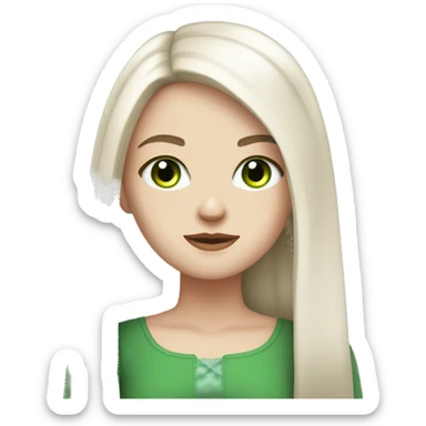 Pale white girl with long straight dark brown hair and green eyes and brown eye brws sticker