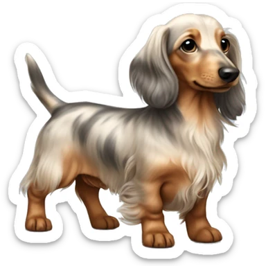 light Merle long haired Dachshund puppy full body sticker