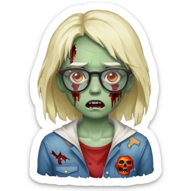 zombie with glasses girl sticker