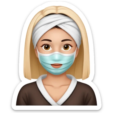 Lady with face mask spa beauty full face relaxing sticker