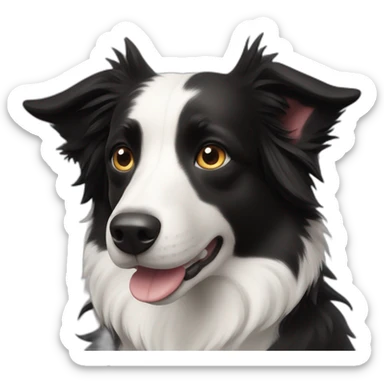 Border collie dog short hair black and white like a fruit bat sticker