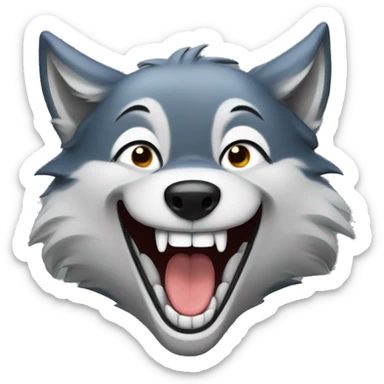 Wolf laughing out loud sticker