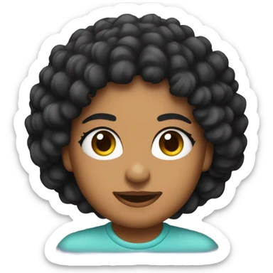 Morenita, afro rizado, nariz gordita, ojos negros  sticker