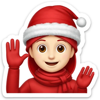 DUENDE NAVIDEÑO SONRIENDO CON MANOS ARRIBA ANIMANDO sticker