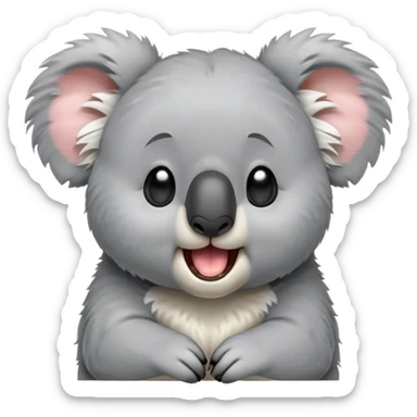 cinematic-cute-yawning-fluffy koala-portrait-emoji,-head-tilted-slightly-with-a-dramatic,-wide-open-yawn,-showcasing-a-soft,-downy-grey-fur-with-drooping-ears-and-round-eyes-barely-open-in-drowsy-contentment,-simplified-yet-irresistibly-adorable, realistic fluffy sticker
