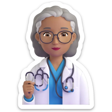 mature 60 year old doctor with stethoscope, gray hair, medium-dark tan skin tone, cinnamon skin, professional looking but not elderly sticker