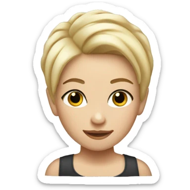 blonde girl with very short hair combed up with gel sticker