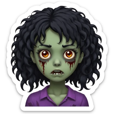 girl, zombie, black hair, medium long,...
girl  zombie, black hair, medium long curly, emo, shaggy, dark, spooky, creepy expression emoji created using Al. Copy and paste Boy, zombie, black hair, medium long, emo, shaggy, dark, spooky, creepy expression emoji to use or share on Discord and Slack. sticker