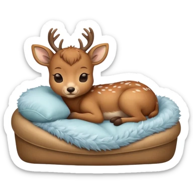 Baby Deer Sleeping in Bed sticker