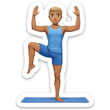 guy blue short warrior2 yoga pose sticker