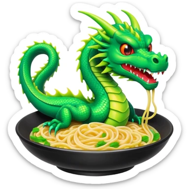 Cyberpunk style noodles restaurant and dragon sticker