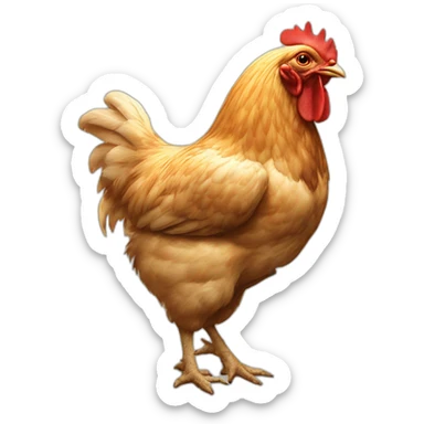 a chicken fighting with a cow while a cat watches and drinks milk sticker